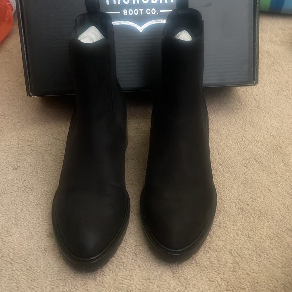 Thursday Boot Co. Black Matte Knockout Boot- Chunky Heel.
